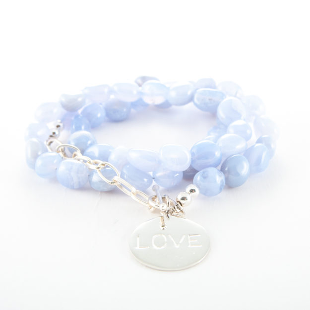 Blue Lace Agate Wrap Bracelet