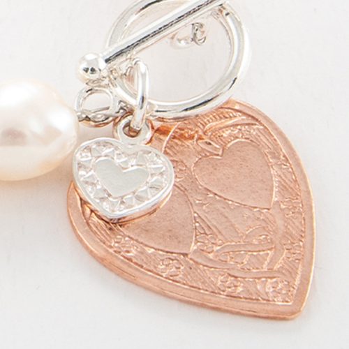 Rose Gold Double Heart Charm.