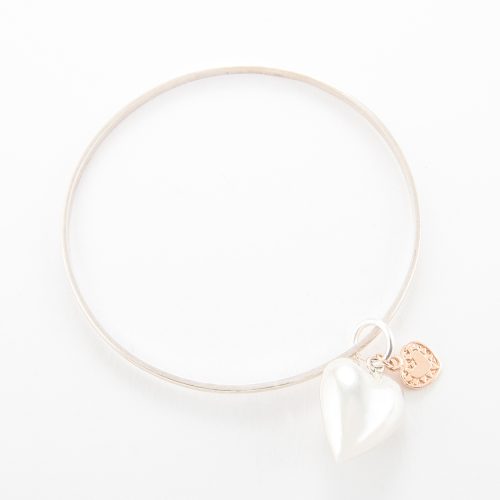 Sterling Silver Double Heart Bangle.