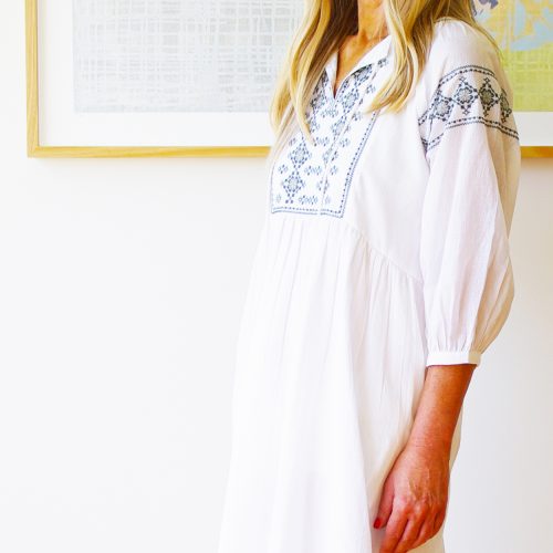 Billie White Cotton Embroidered Dress.