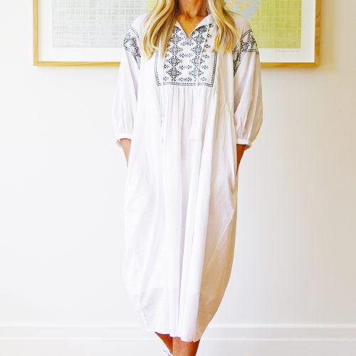 White Cotton Embroidered Dress (Billie)