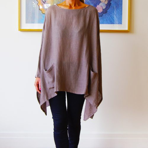 Suzie Mocha Linen Top.