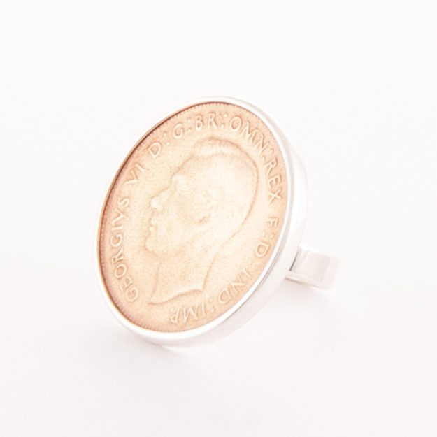 2 Tone Sterling Silver & Rose Gold King George Ring