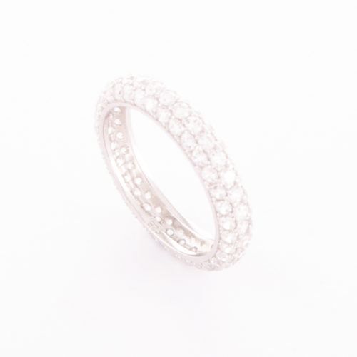 Cubic Zirconia Eternity Ring set in a unique Sterling Silver band with lots of beautiful sparkles.