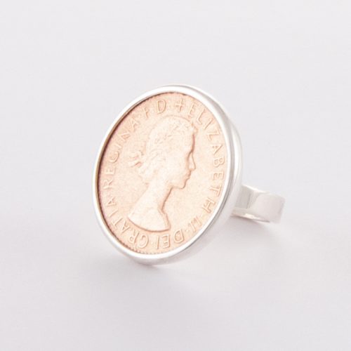 Sterling Silver and Rose Gold Half Penny Ring.