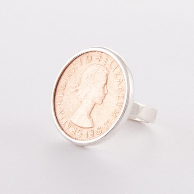 Sterling Silver & Rose Gold Half Penny Ring