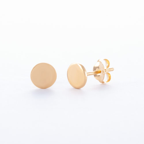 Our Gold Disc Stud Earrings. Shown here in 5mm, set with a beautiful plating over 925 sterling silver. In short, this little pair of gems are the perfect gift for someone special. Or as an addition to any personal jewellery collection.