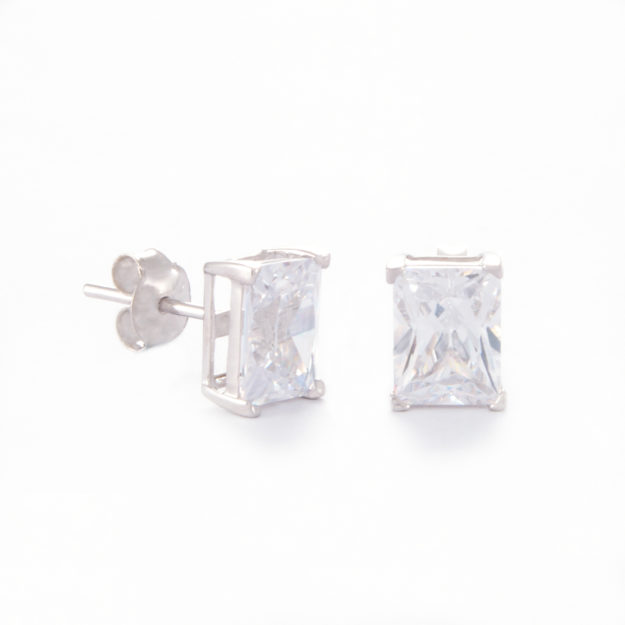 Medium Baguette Cubic Zirconia Stud Earrings