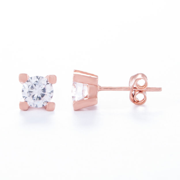 Rose Gold Cubic Zirconia Stud Earrings