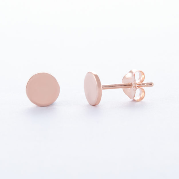 Rose Gold Disc Stud Earrings