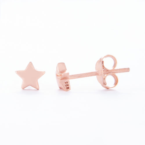 Our Rose Gold Star Stud Earrings. Shown here, stunningly plated over 925 sterling silver. In short, there's lots of love in this pair of little gems! They are the perfect petite gift for someone special.