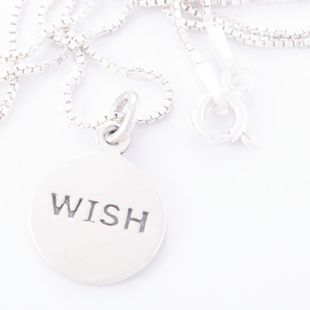 Sterling Silver Box Chain Wish Disc Necklace