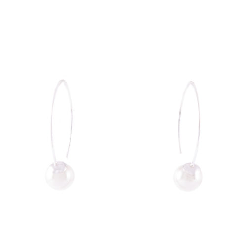 Our White Pearl Drop Earrings 8mm. Shown here, hand-made in 925 sterling. In short, this petite pair of gems are full of elegance and style. The perfect addition to any jewelry collection or as a special gift idea.