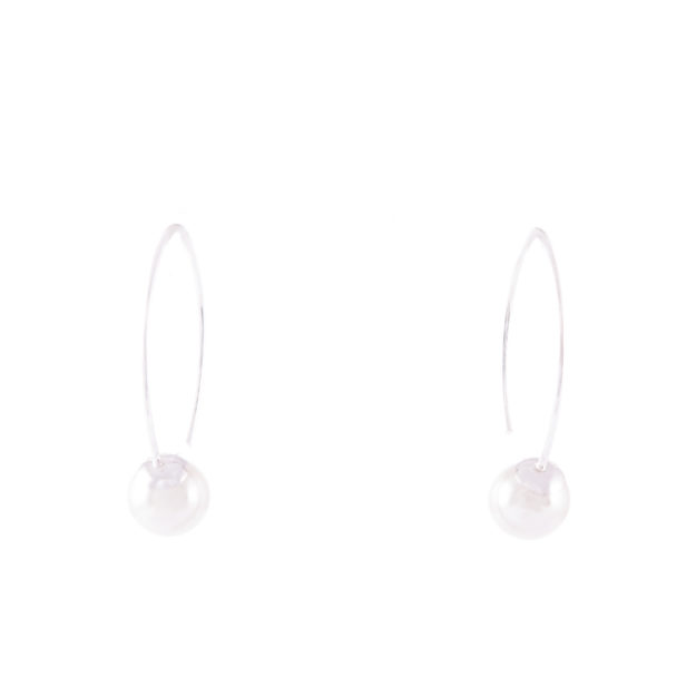 White Pearl Drop Earrings 8mm