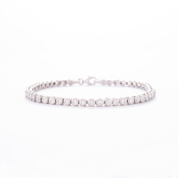 2mm Sterling Silver Cubic Zirconia Tennis Bracelet