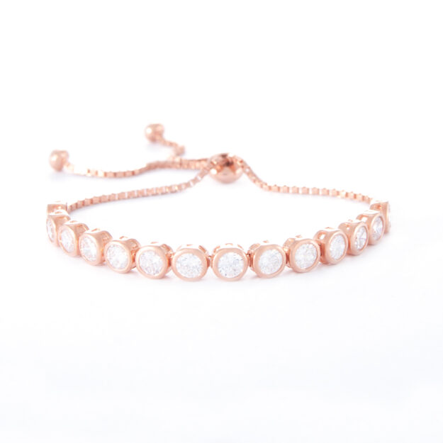 4mm Rose Gold Cubic Zirconia Adjustable Tennis Bracelet