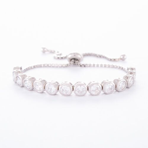 Our 4mm Sterling Silver Cubic Zirconia Adjustable Tennis Bracelet. Shown here, with numerous round sparkling CZ, as well as finished in 925 sterling. In short, this is an amazing elegant, yet classic piece. The ultimate addition to your jewellery collection. Or as a gift for someone extra special.