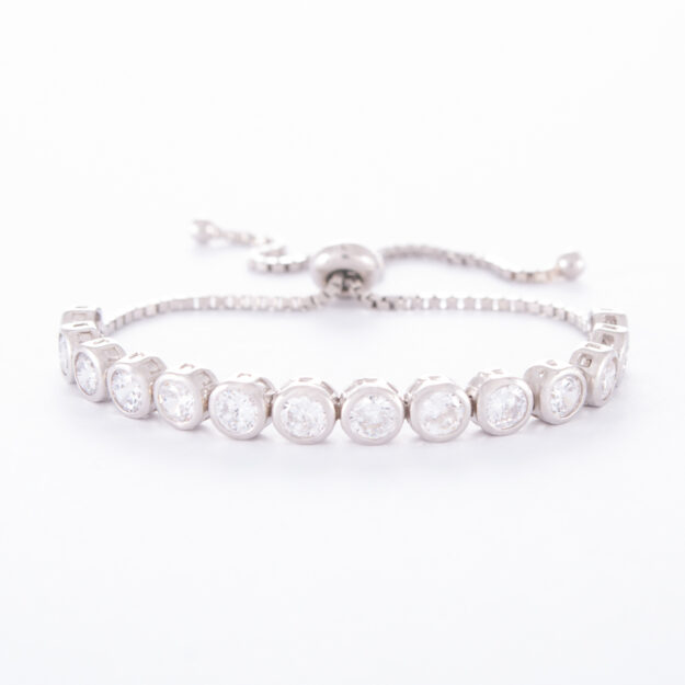 4mm Sterling Silver Cubic Zirconia Adjustable Tennis Bracelet