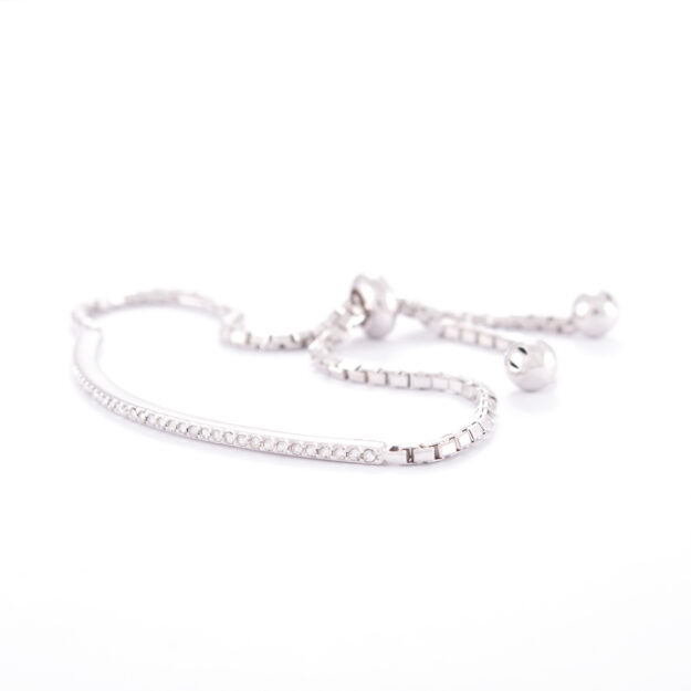 Fine Adjustable Sterling Silver Cubic Zirconia Bracelet