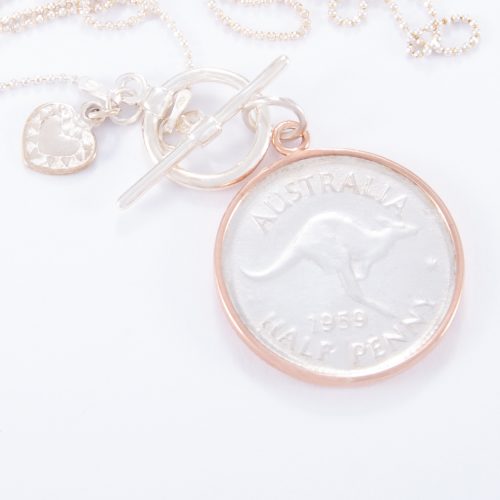 Fine Sterling Silver Fob Necklace and 2 Tone Half Penny.