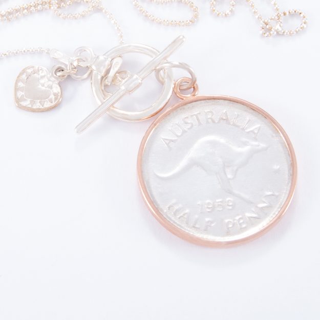 Fine Sterling Silver Fob Necklace and 2 Tone Half Penny
