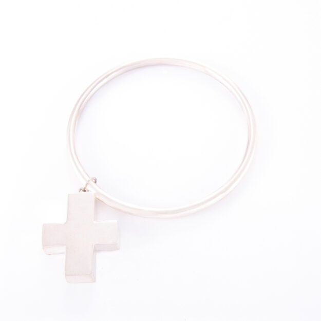 Sterling Silver Cross Bangle