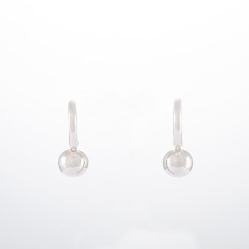 Our Sterling Silver Hoop Ball Drop Earrings 10mm. Shown here, in hand-made 925. In short, this elegant pair of little gems are simply stunning. The ideal addition to any personal jewellery collection. Or as the perfect gift for someone special.