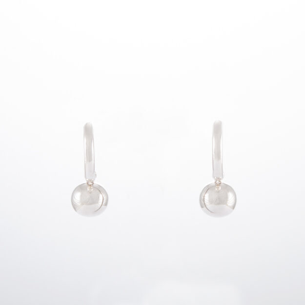 Sterling Silver Hoop Ball Drop Earrings 10mm