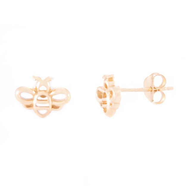 Gold Bumble Bee Stud Earrings