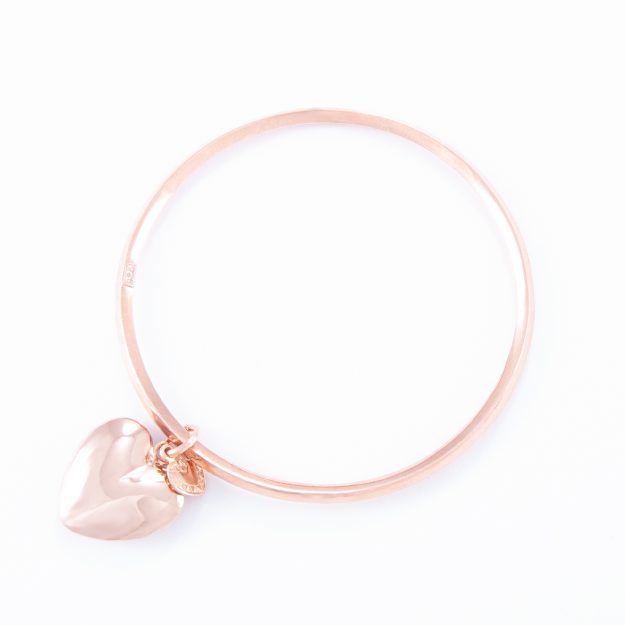 Rose Gold Small Puffed Heart Bangle