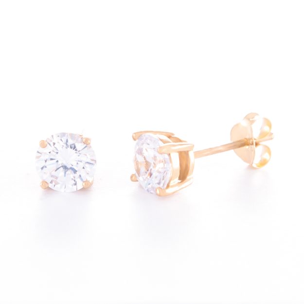 6mm Cubic Zirconia Gold Stud Earrings