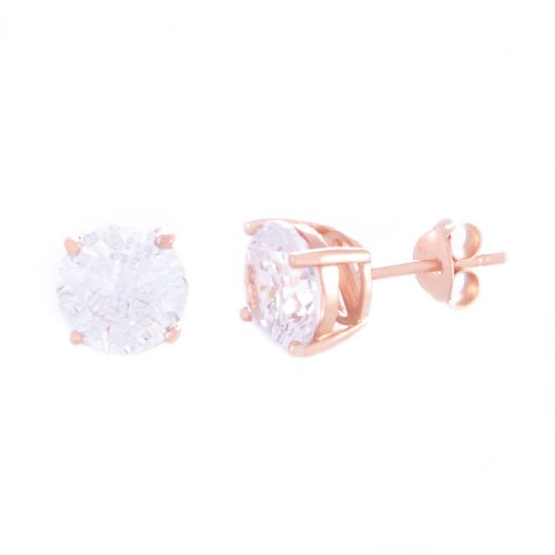 Our 8mm Cubic Zirconia Rose Gold Stud Earrings. Shown here, beautifully plated over 925 sterling silver. With a stunning sparkling CZ. In short, there’s lots of love in this pair of gems! They are the perfect gift for someone extra special. Or as a self-indulgent purchase to add to your own jewellery collection.