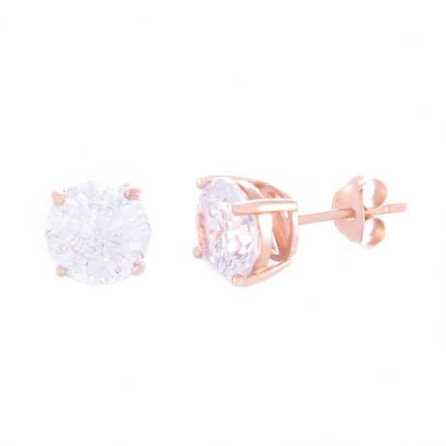 8mm Cubic Zirconia Rose Gold Stud Earrings