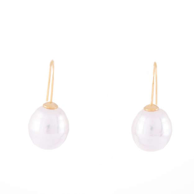 Large Pearl Gold Drop Earrings