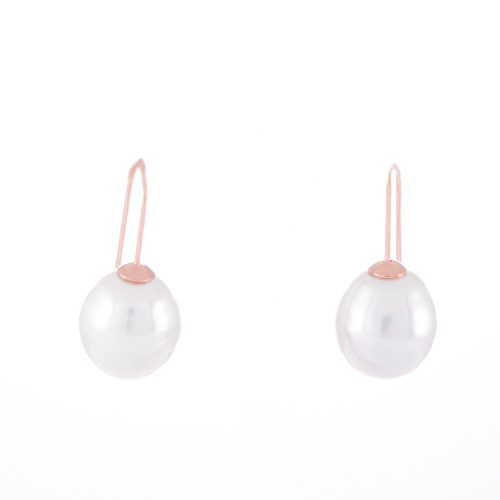 Our Large Pearl Rose Gold Drop Earrings. Shown here, beautifully handcrafted in pink gold over 925 sterling silver. As well as with a lovely timeless large pearl. In short, this stunning pair of gems are full of elegance and style. They're the ideal self-indulgent purchase to add to any personal collection. Or as a gift for someone special.