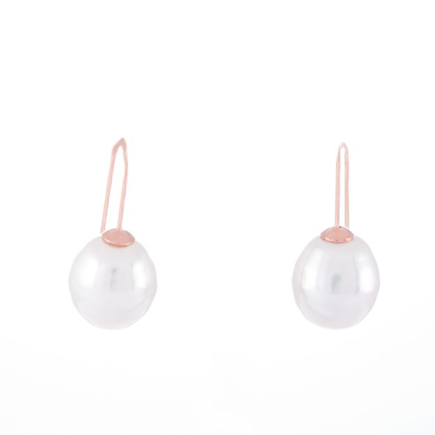 Large Pearl Rose Gold Drop Earrings