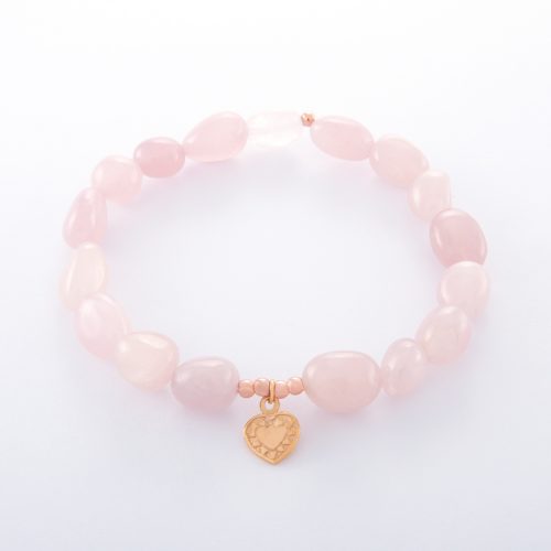 Our Rose Quartz Small Rose Gold Heart Bracelet. Shown here, with a petite hand-made pink gold love heart plated over authentic 925 sterling. In short, this amazing piece is full of beauty and style. It’s the ideal self-indulgent purchase to add to your own jewelry collection. Or as the perfect gift for someone special.