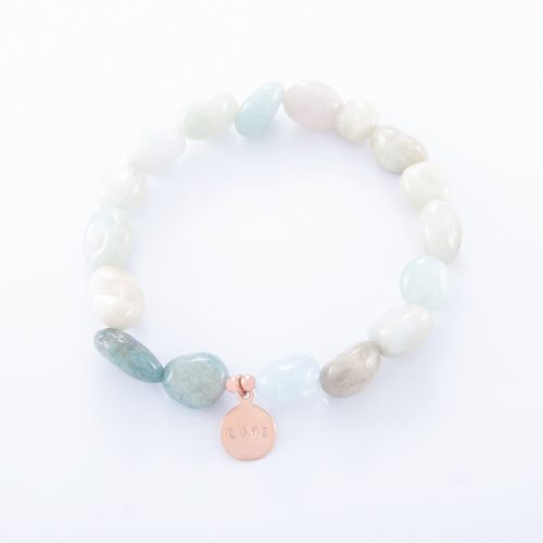 Our Adventurine Bracelet with Rose Gold Love Disc. Shown here, beautifully handcrafted in pink gold over authentic 925 sterling. In short, this stunning piece is full of style. It’s the perfect self-indulgent purchase to add to your own jewelry collection. Or makes for the ideal gift for someone special.