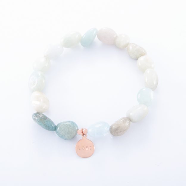 Adventurine Bracelet with Rose Gold Love Disc