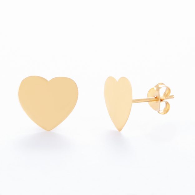 Gold Sterling Silver Sweet Heart Stud Earrings