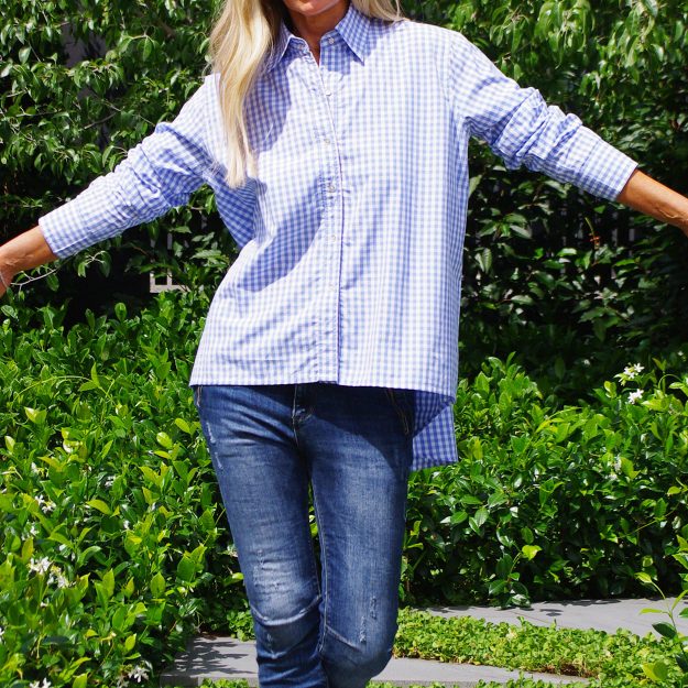 Gingham Cornflower Blue and White Shirt Ginger