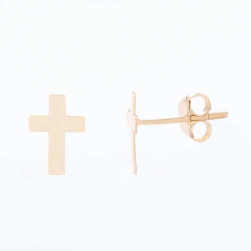 Our Gold Sterling Silver Cross Stud Earrings. Shown here, beautifully handcrafted and plated in gold, over authentic 925 sterling. In short, there’s a lot of elegance and style in this cute pair of little gems! The perfect self-indulgent purchase to add to your own jewelry collection. Or as the ideal gift for someone special.