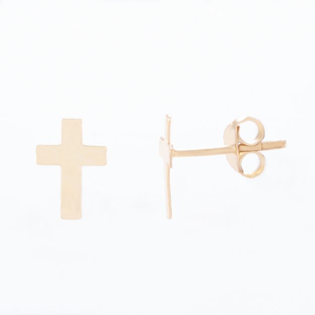 Gold Sterling Silver Cross Stud Earrings