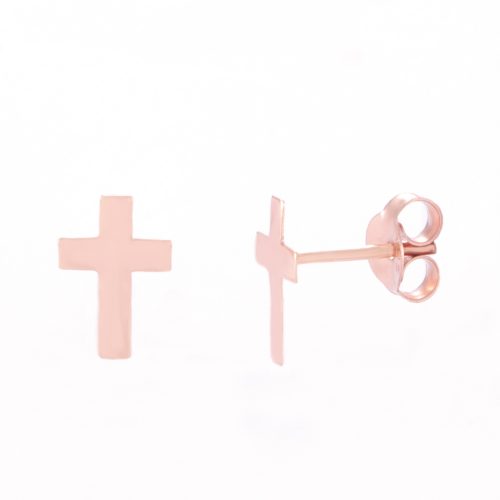 Rose Gold Cross Stud Earrings.