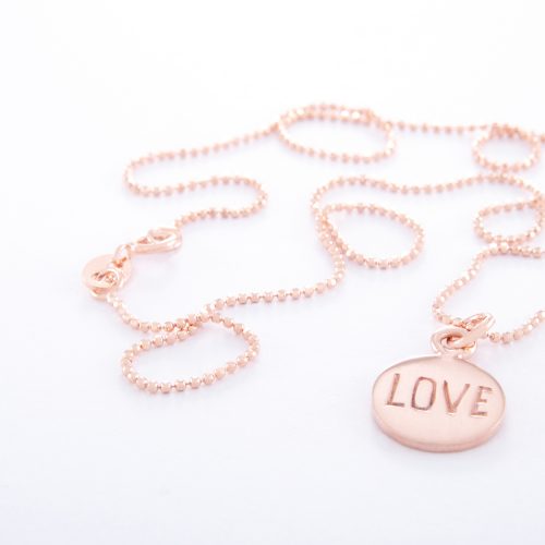 Rose Gold Ball Chain Necklace and Love Disc.