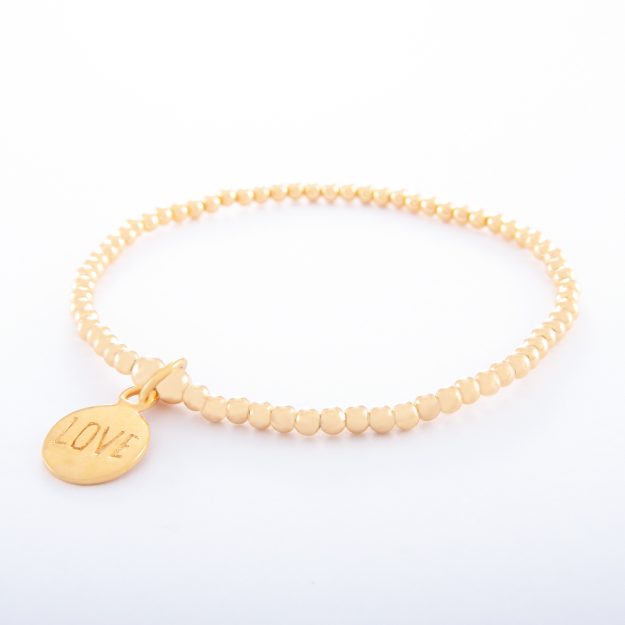 Gold Ball Chain Bracelet and Love Disc