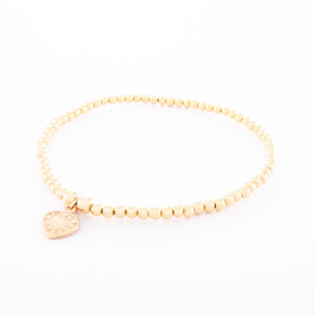 Gold Sterling Silver Ball Bracelet and Small Flat Heart