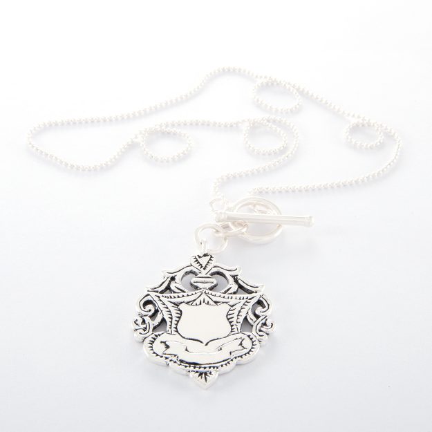 Sterling Silver Ball Chain Necklace and Large Shield