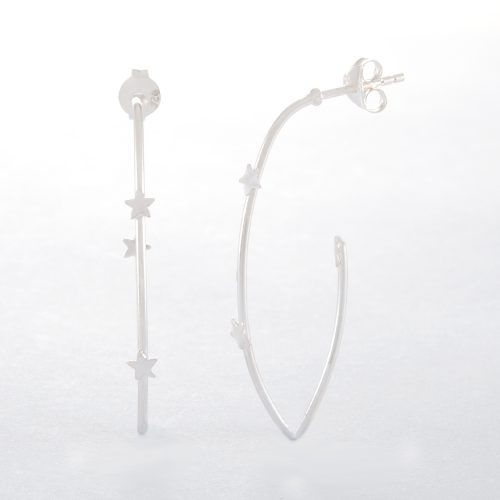 Our Sterling Silver Star Hoop Earrings. Shown here, beautifully handcrafted in 925 sterling. In short, this pair of elegant little gems are sure to shine. They're the ideal self-indulgent purchase to add to your own jewelry collection. Or as the perfect gift for someone extra special.