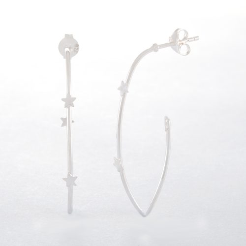 Sterling Silver Star Hoop Earrings.